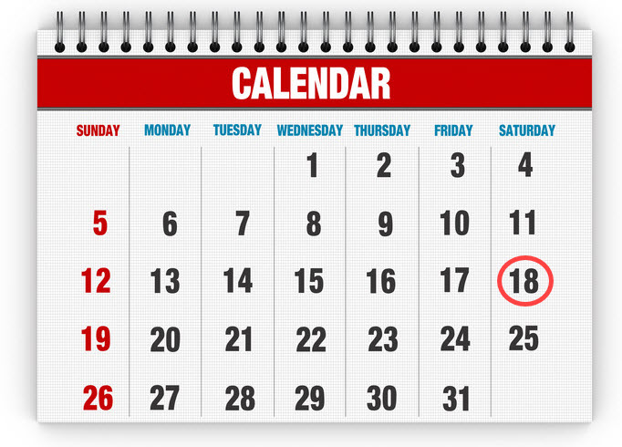 Calendar with date circled for CQE Exam