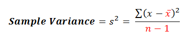 Variance sample equation